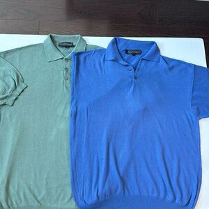 Bundle Beau Brummel Vintage Polo Shirts Sweaters, Size Large Green, Blue Large